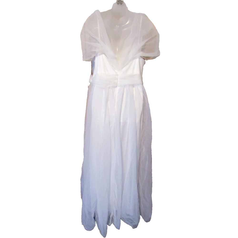 COMPONENT Women’s White Elegant Formal Gown Puff Sleeve Maxi Dress Size L BG34 - Picture 2 of 4